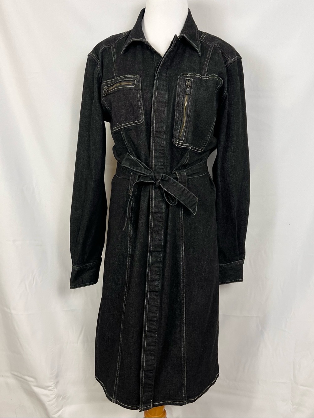 Vintage Ralph Lauren Black Denim Belted Shirt Jacket